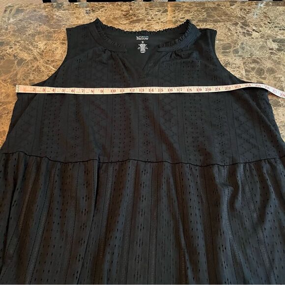 Croft & Barrow Women’s Dress 3X Split Neck Black Tiered Sleeveless Plus Size - Picture 3 of 12